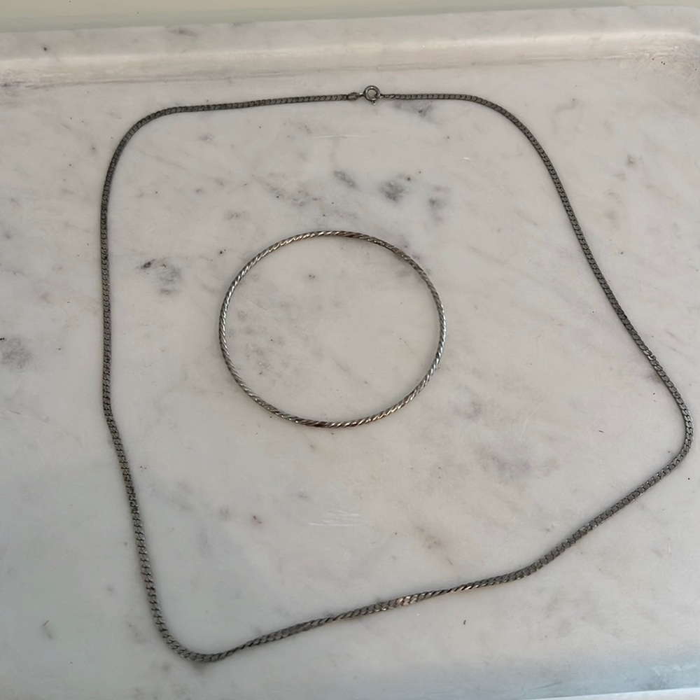 Necklace and Bracelet Jewelry Silver Set